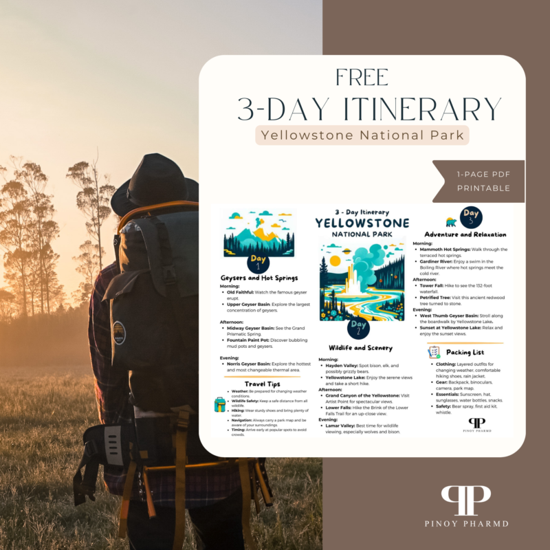 FREE Printable: Yellowstone National Park 3-Day Itinerary - pinoypharmd